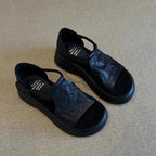 Damen bequeme Sandalen mit elastischem Riemen und komfortablem Fußbett R&B