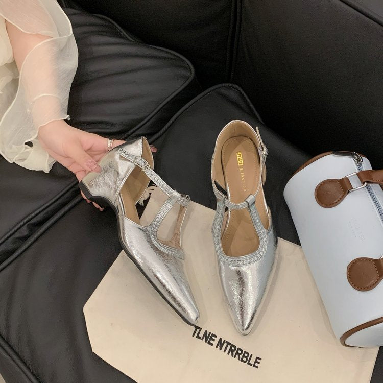 Damen elegante Slingback-Pumps mit spitzem Design und modischem Schnallenverschluss R&B