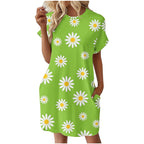 Damen lässiges Sommerkleid mit Blumenmuster und praktischen Taschen R&B