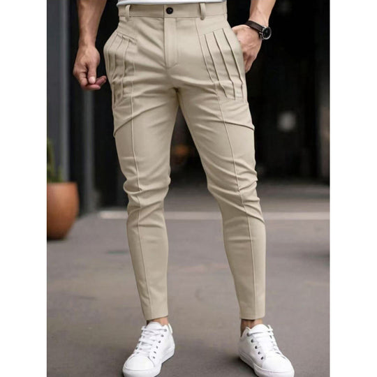 Herren stylische Slim-Fit Anzughose mit plissiertem Design R&B