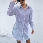 Damen Hemdblusenkleid mit feinen Streifen