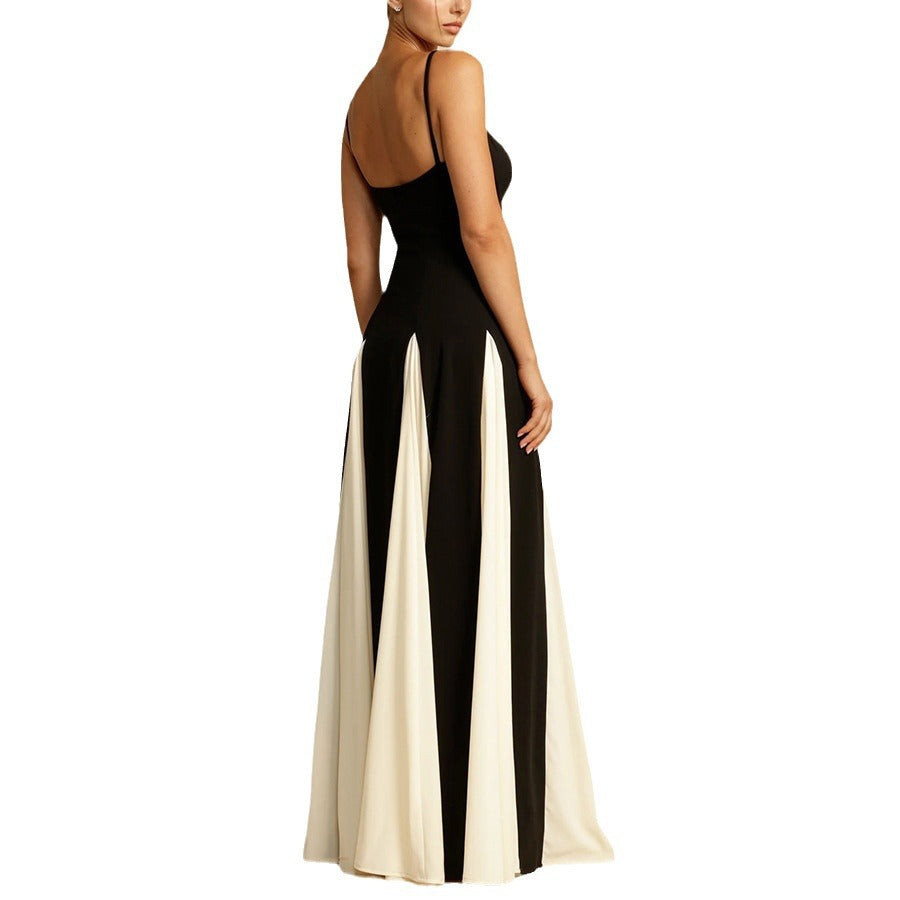 Damen Maxikleid mit tiefem V-Ausschnitt und eleganten Falten R&B
