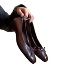 Damen elegante Ballerinas mit stabiler Sohle und dekorativem Schleifenakzent R&B