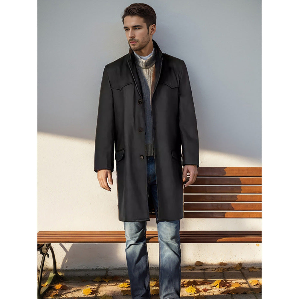 Herren eleganter Langmantel im klassischen Western-Stil mit hochwertigen Details R&B