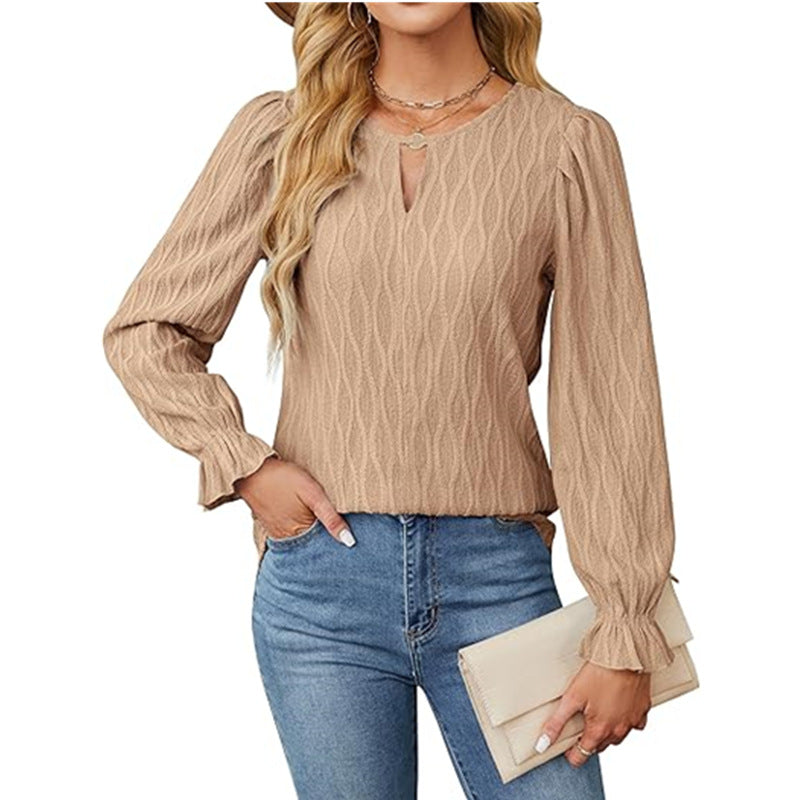 Damen Strickbluse mit dekorativen Ärmelabschlüssen R&B