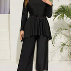Damen elegantes Strandoutfit mit Blumenbindung und weitem Schnitt R&B