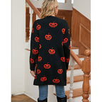 Damen Strick-Cardigan mit kreativem Halloween-Motiv R&B