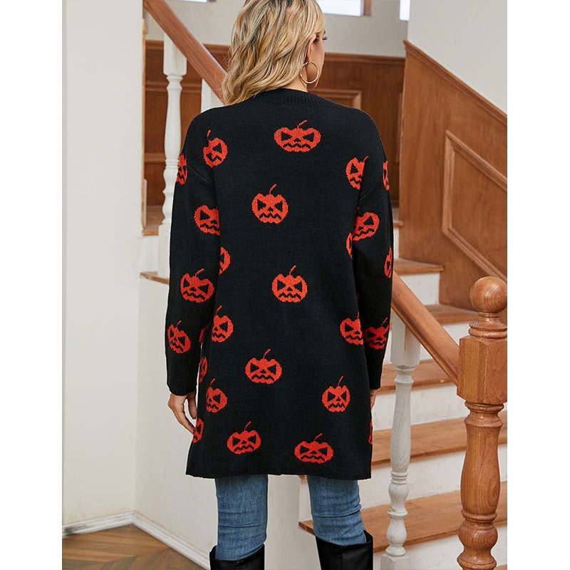 Damen Strick-Cardigan mit kreativem Halloween-Motiv R&B