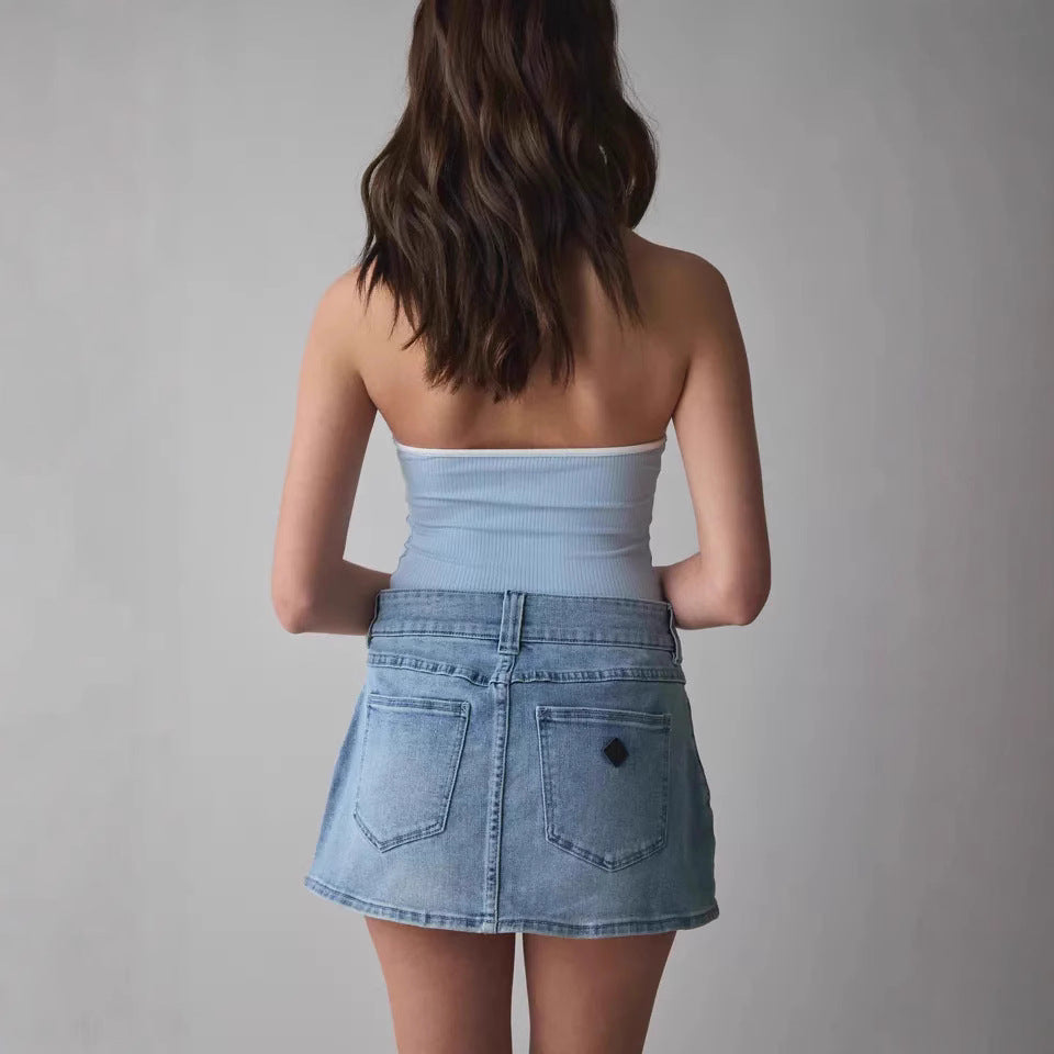 Damen Denim Minirock mit hochwertigen Taschen und modernem Schnitt R&B