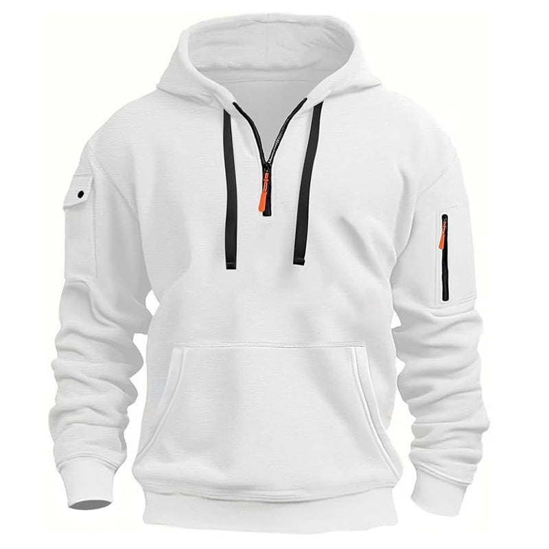 Herren Sportlicher Kapuzenpullover mit Reißverschluss und praktischen Taschen R&B