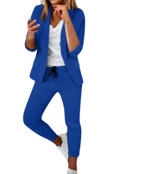 Damen elegantes und modernes Anzug-Set mit tailliertem Blazer und schmalen Hosen R&B