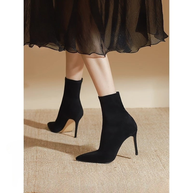 Damen elegante Ankle Boots mit spitzem Design und hohem Absatz R&B