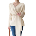Damen Wickelpullover mit lässigem Schnitt und modischen BindR&Bändern R&B