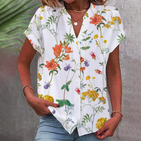 Damen elegante Bluse mit floralem Design R&B