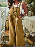 Damen Lässige Jumpsuit mit weitem Bein und Taschen R&B