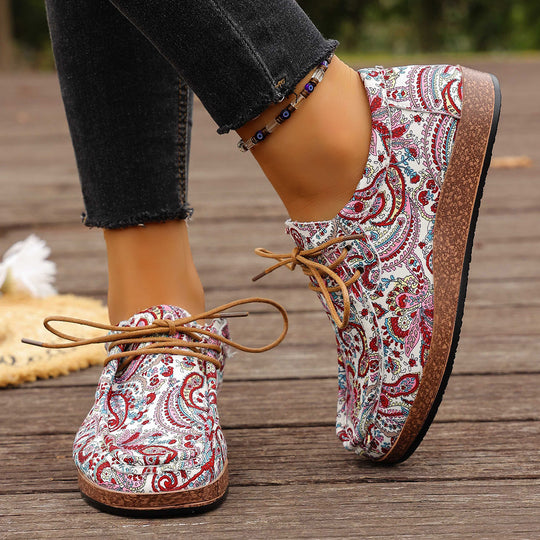 Damen modische Schnürschuhe mit floralem Muster und komfortabler Sohle R&B