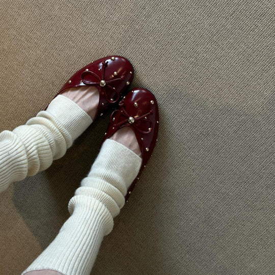 Damen Ballerinas mit modischem Schleifendesign und dekorativem Perlenbesatz R&B