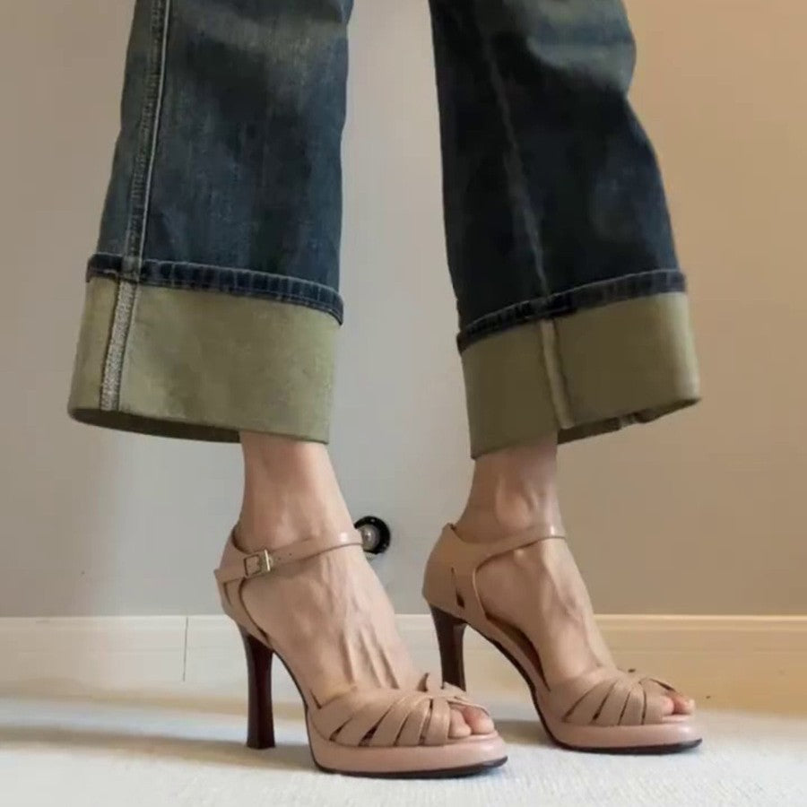 Damen Elegante Sandalen mit modischem Riemendesign und hohem Absatz R&B