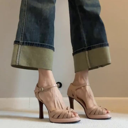 Damen Elegante Sandalen mit modischem Riemendesign und hohem Absatz R&B