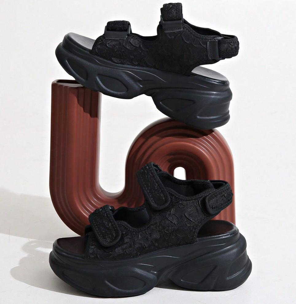 Damen Glamouröse Plateau-Sandalen mit verstellbaren Riemen und funkelnden Applikationen