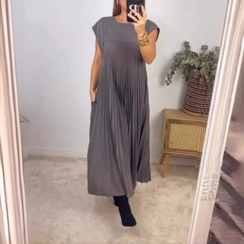 Damen Maxikleid mit plissiertem Design R&B