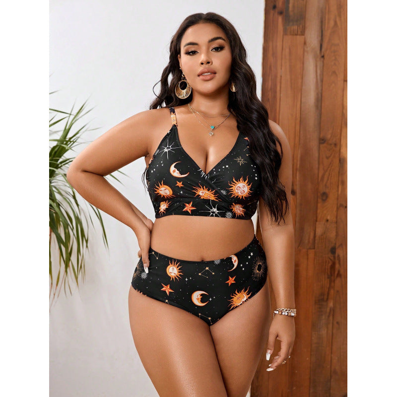 Damen Triangel-Bikini mit gR&Bundenem Oberteil und verspieltem Sternenmuster R&B