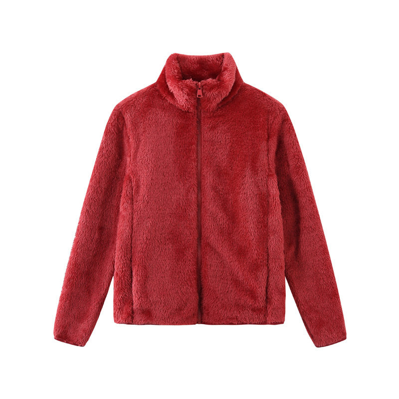 Damen gemütliche Fleecejacke mit hohem Kragen und praktischem Reißverschluss R&B