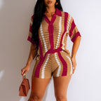 Damen Set aus gehäkeltem Top und Shorts R&B