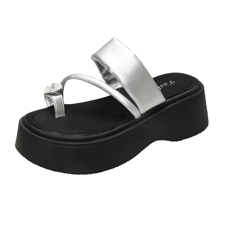Damen Plateau-Sandalen mit funkelndem Schmuckdetail R&B