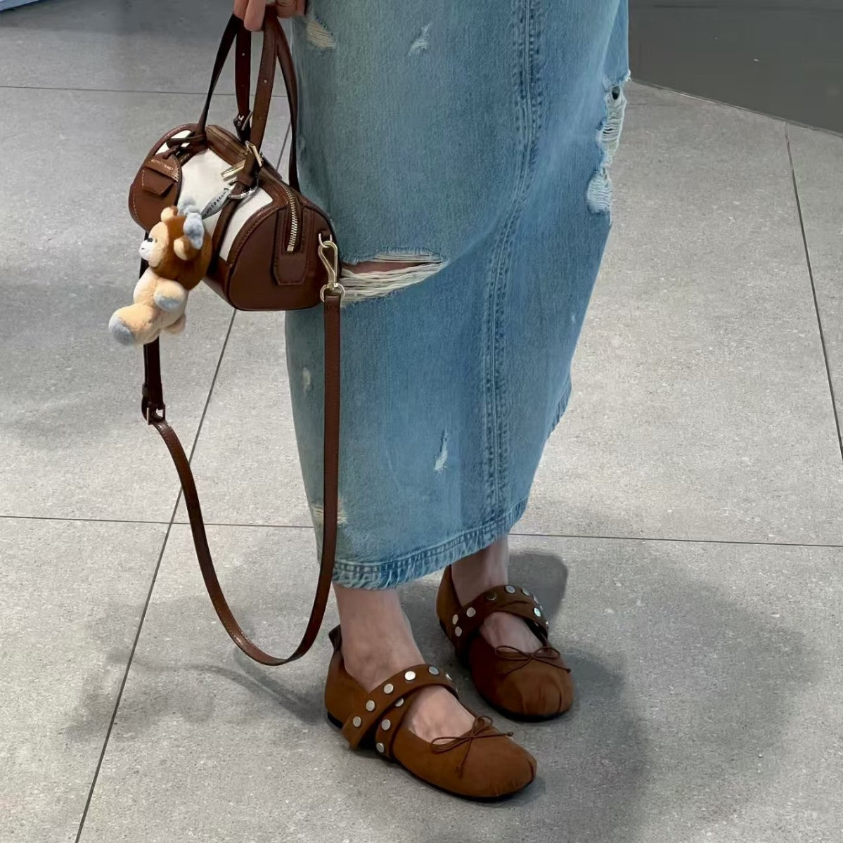 Damen Ballerinas mit modischem Riemendesign und dekorativen Metallakzenten R&B