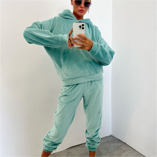 Damen Kuscheliges Hoodie und Jogginghose Set R&B