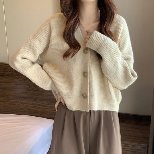 Damen Komfortabler Strickcardigan mit Knopfdetails und feiner Struktur R&B