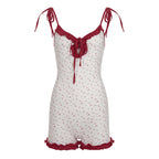 Damen verspielter Jumpsuit mit floralen Akzenten und Rüschendetails R&B