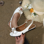 Damen offene Slingback-Sandalen mit funkelnder Schleifenapplikation R&B