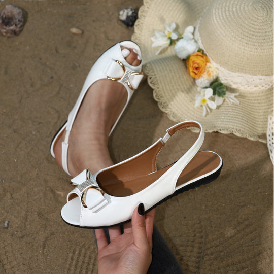 Damen offene Slingback-Sandalen mit funkelnder Schleifenapplikation R&B