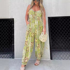 Damen Verspielter Maxijumpsuit mit floralem Muster und praktischen Taschen R&B