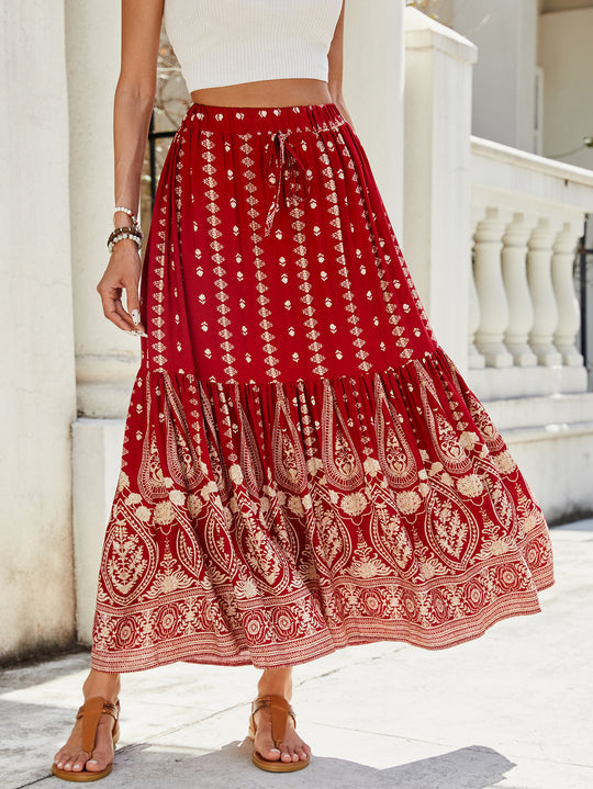 Damen Maxi-Rock mit zartem Paisley-Design und voluminösem Saum R&B