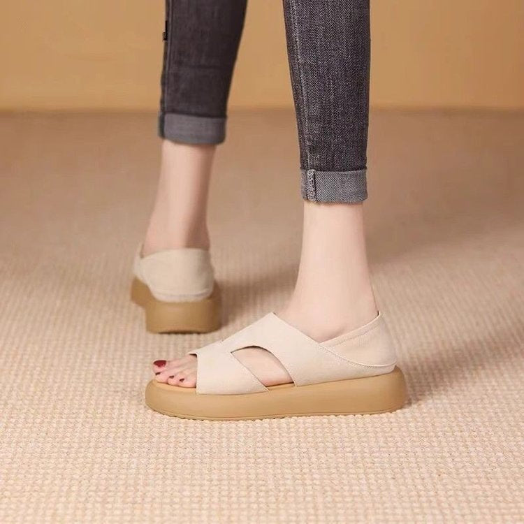 Damen modische und bequeme Plateau-Sandalen mit verstellbarem Riemen
