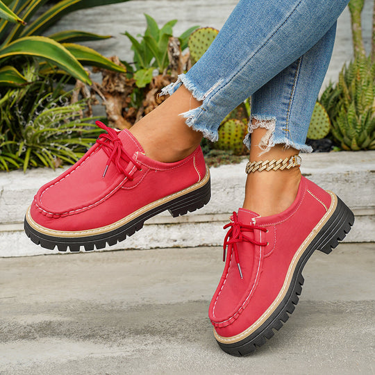Damen bequeme Leder-Schnürschuhe mit rutschfester Sohle und praktischer Schnürung R&B