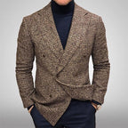 Herren modischer doppelreihiger Blazer mit feinem Strukturdesign R&B