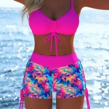 Damen modischer Bikini-Set mit Schößchen und verstellbarem Träger R&B