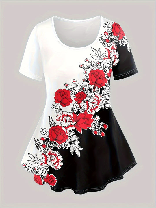 Damen Freizeit-Tunika mit floralem Print und ausgestelltem Schnitt R&B