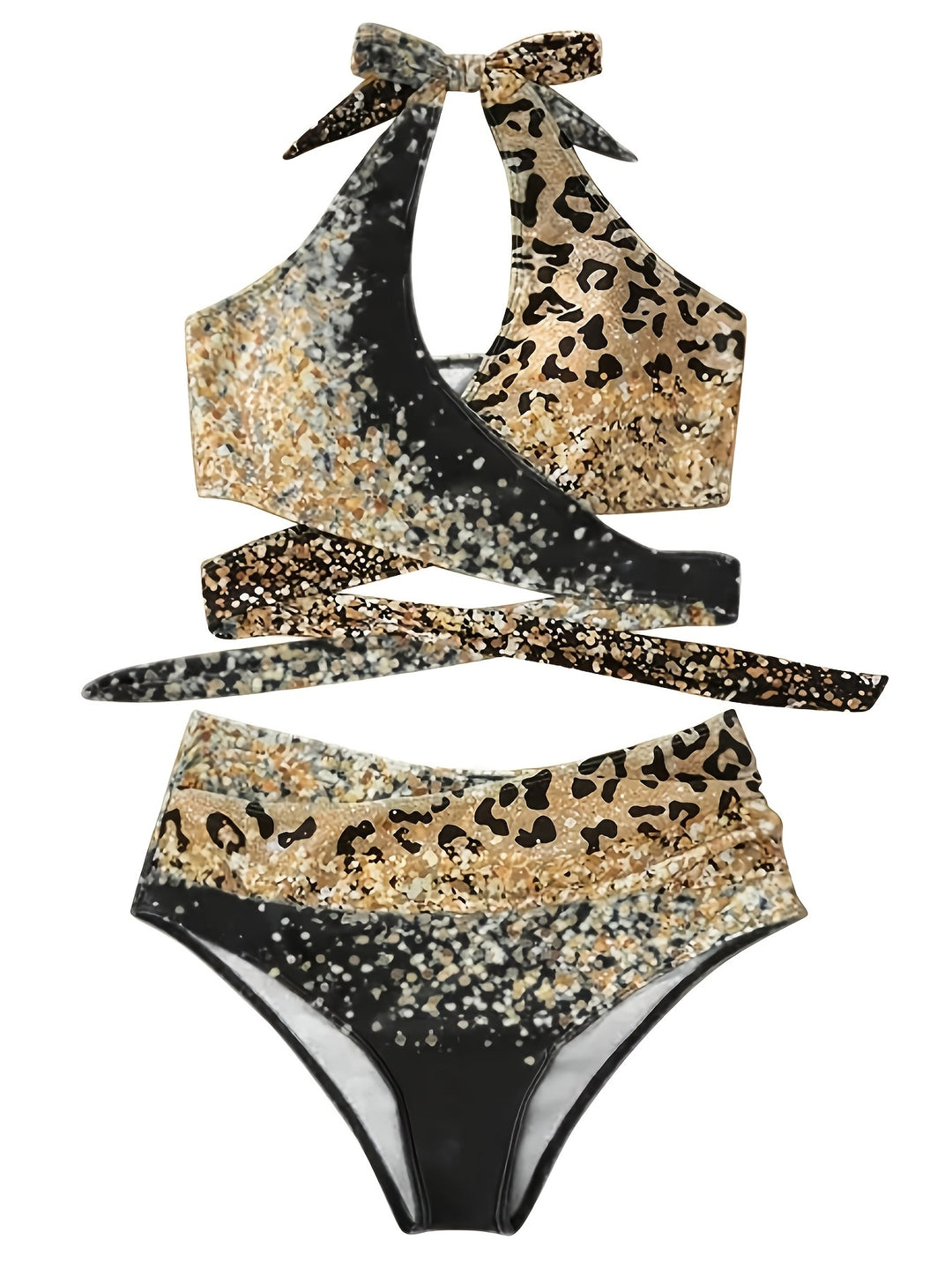 Damen Hochtailliertes Bikiniset mit verspieltem Knoten und schimmernden Akzenten R&B