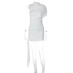 Damen Elegantes Cocktailkleid mit asymmetrischem Saum und Raffung R&B