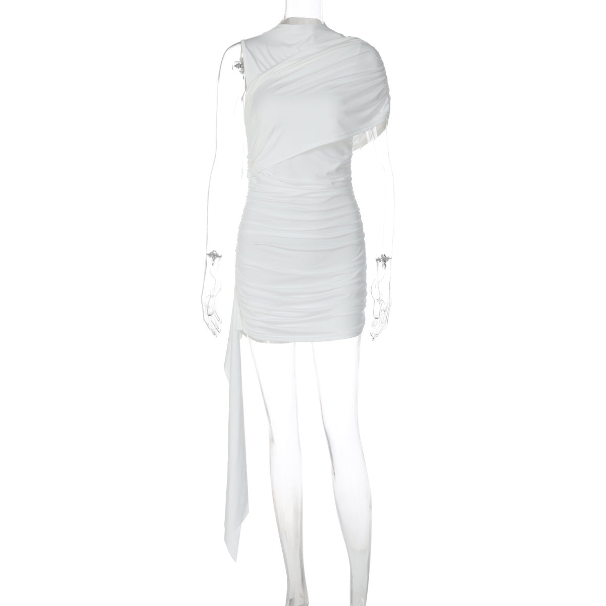 Damen Elegantes Cocktailkleid mit asymmetrischem Saum und Raffung R&B