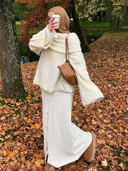 Damen Oversized Strickpullover mit weitem Schnitt und tiefem V-Ausschnitt R&B