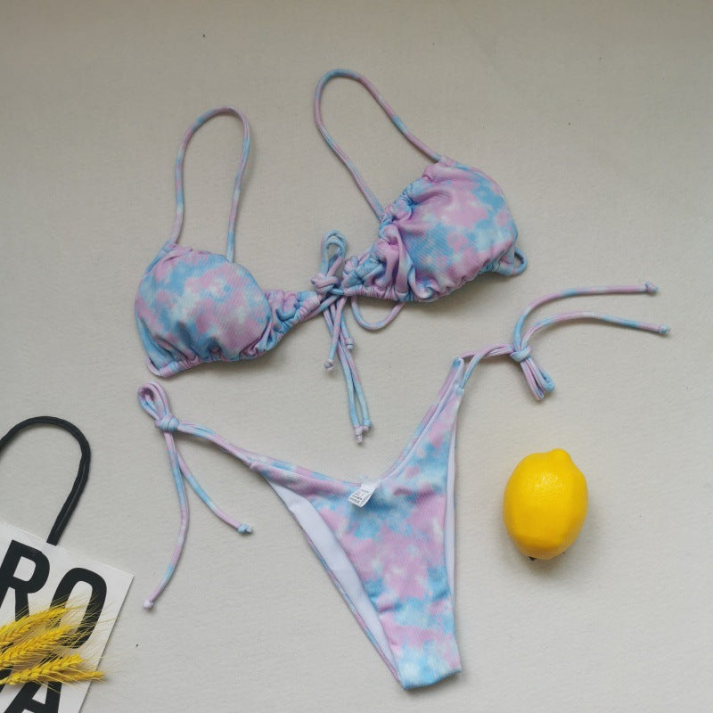 Damen Triangel-Bikini-Set mit verspielten Bindebändern und schickem Farbkontrast R&B