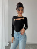 Damen Elegantes Langarm-Bodysuit mit raffinierten Ausschnitten R&B