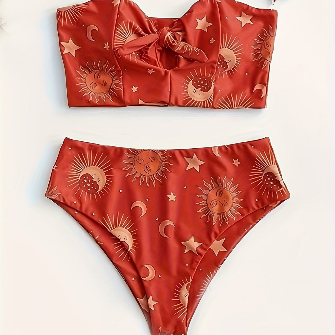 Damen Bikiniset mit strukturiertem Oberteil und hoch geschnittenem Hosenrock R&B