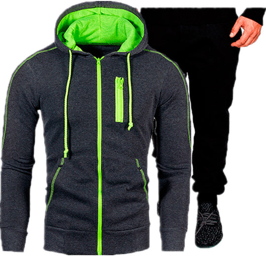 Herren sportliches Kapuzenjacken- und Jogginghosen-Set R&B